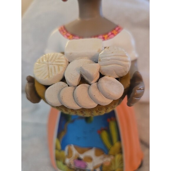 Lupita NAJACO Ceramic Figurine Doll Mexican Folk Art Holding Basket Of Food - Picture 3 of 9